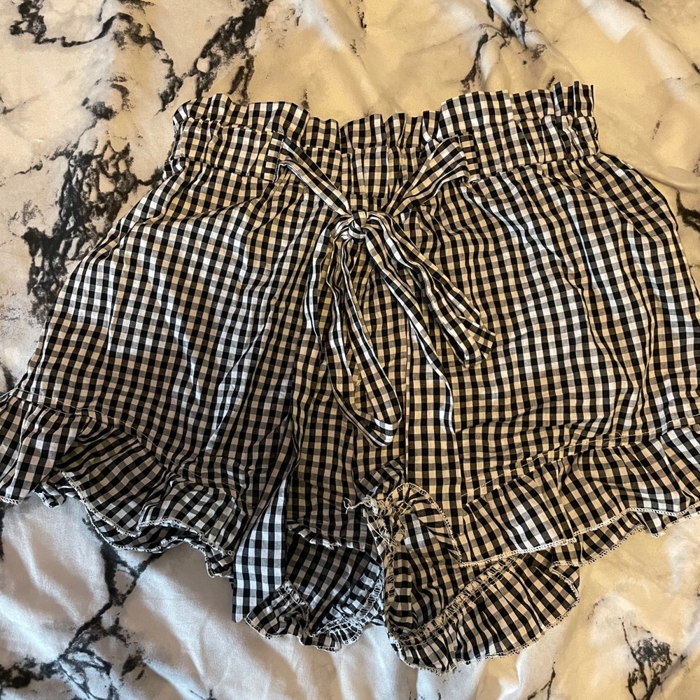 Checkered paper bag shorts